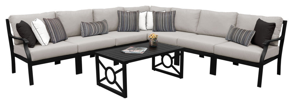 kathy ireland Madison Ave. 8 Piece Aluminum Patio Furniture Set 08a, Truffle
