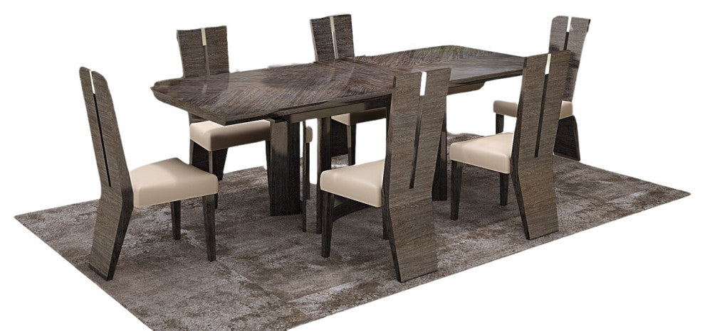 98.5"x43.5"x30" Gray Dining Table and 6" Chair Set