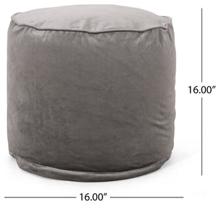 Bleckley Gwinnett Modern Velveteen Cylinder Pouf, Pewter