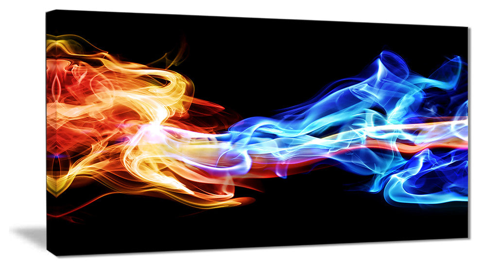"Red and Blue Smoke" Abstract Digital Canvas Print, 32"x16"