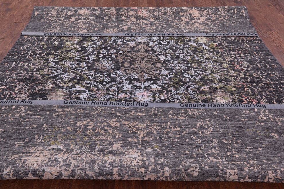 9' 0" X 12' 4" Wool and Silk Hand Knotted Modern Rug Q9243