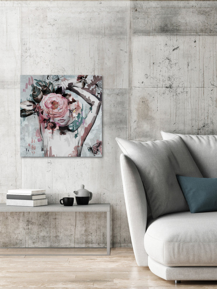 "Floral Crown Beauty II" Painting Print on Wrapped Canvas, 48"x48"