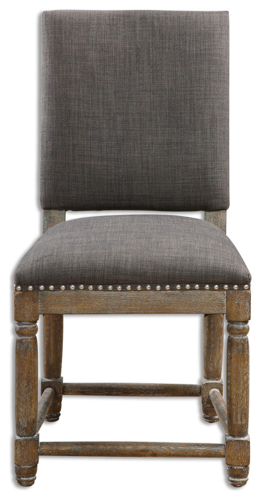 Uttermost Laurens Wood Metal and Fabric Accent Chair in Gray/Brass