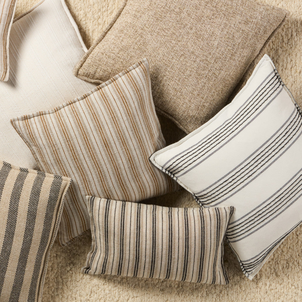 Jaipur Living Enya Solid Brown/Cream Down Pillow 22" Square