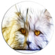 Cute White Cat Fractal Illustration, Animal Disc Metal Wall Art, 36"