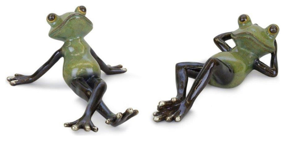 Frog, 2-Piece Set, 7.5"Lx3.5"H, 8"Lx2.5"H Resin