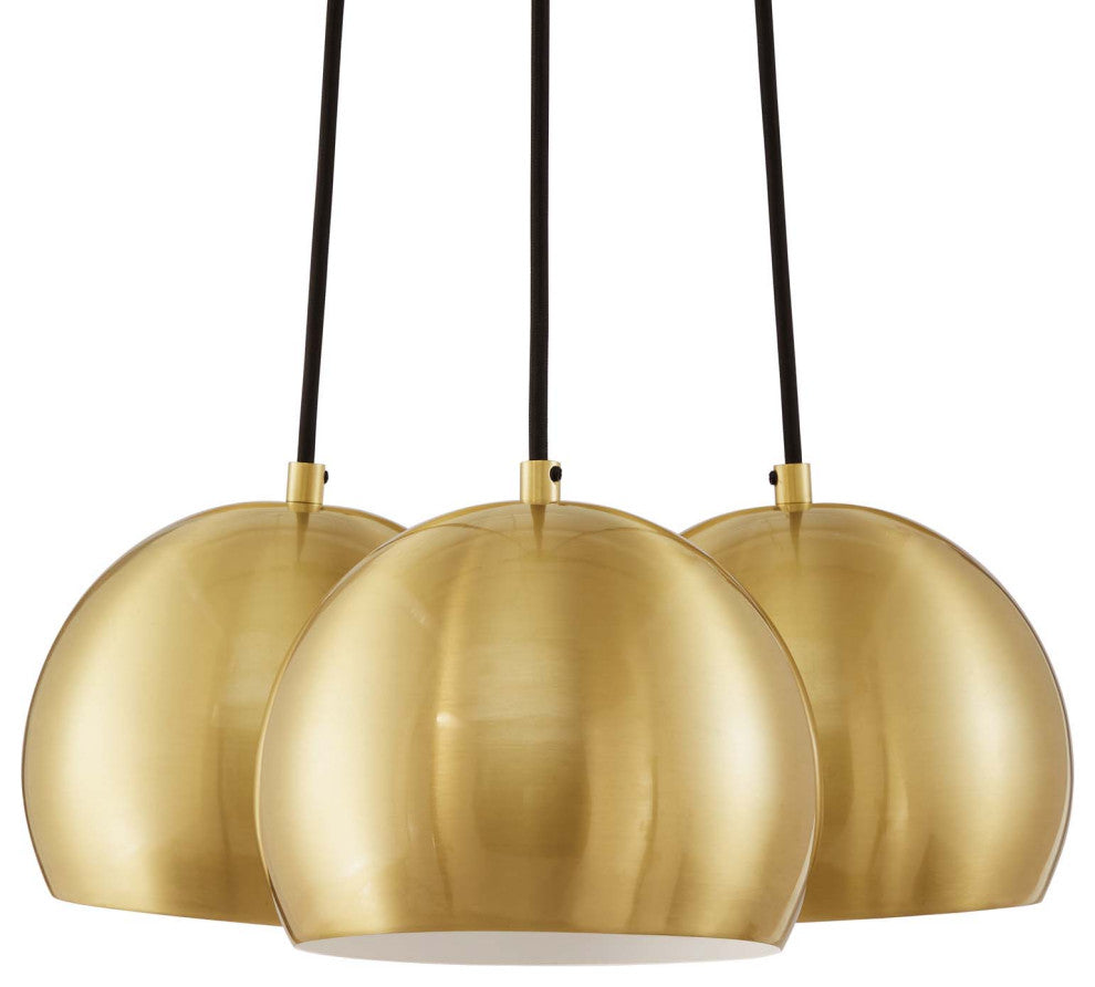 Chalice 3-Light Metal Pendant, Satin Brass