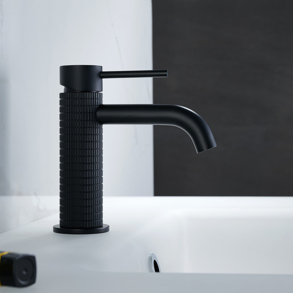 Mendavia Single-Handle Basin Bathroom Faucet, Matte Black, High Handle