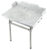 Kingston Brass LMS3030MB6 30" Carrara Marble Console Sink, Legs