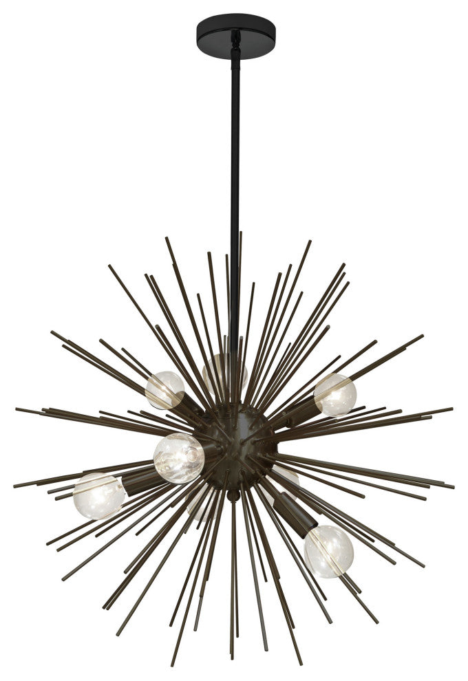 8 Light Incandescent Pendant, Matte Black