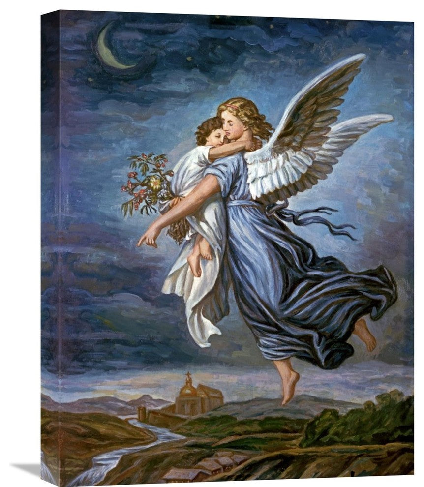 "The Guardian Angel" Stretched Canvas Giclee by Wilhelm von Kaulbach, 17"x22"