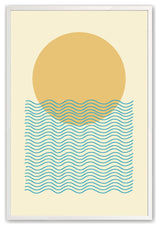 Opaque White 11" x 14" Sun and Waves Abstract Framed Print
