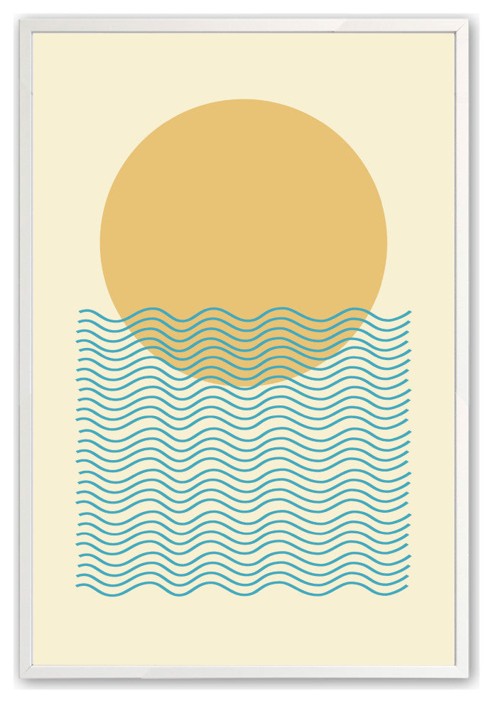 Opaque White 11" x 14" Sun and Waves Abstract Framed Print