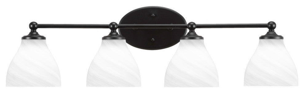 Capri 4-Light Bath Bar, Matte Black/White Marble