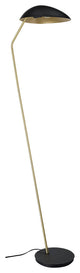 Lindmoor 1-Light Floor Lamp Black Finish, Brushed Brass, Black Metal Shade