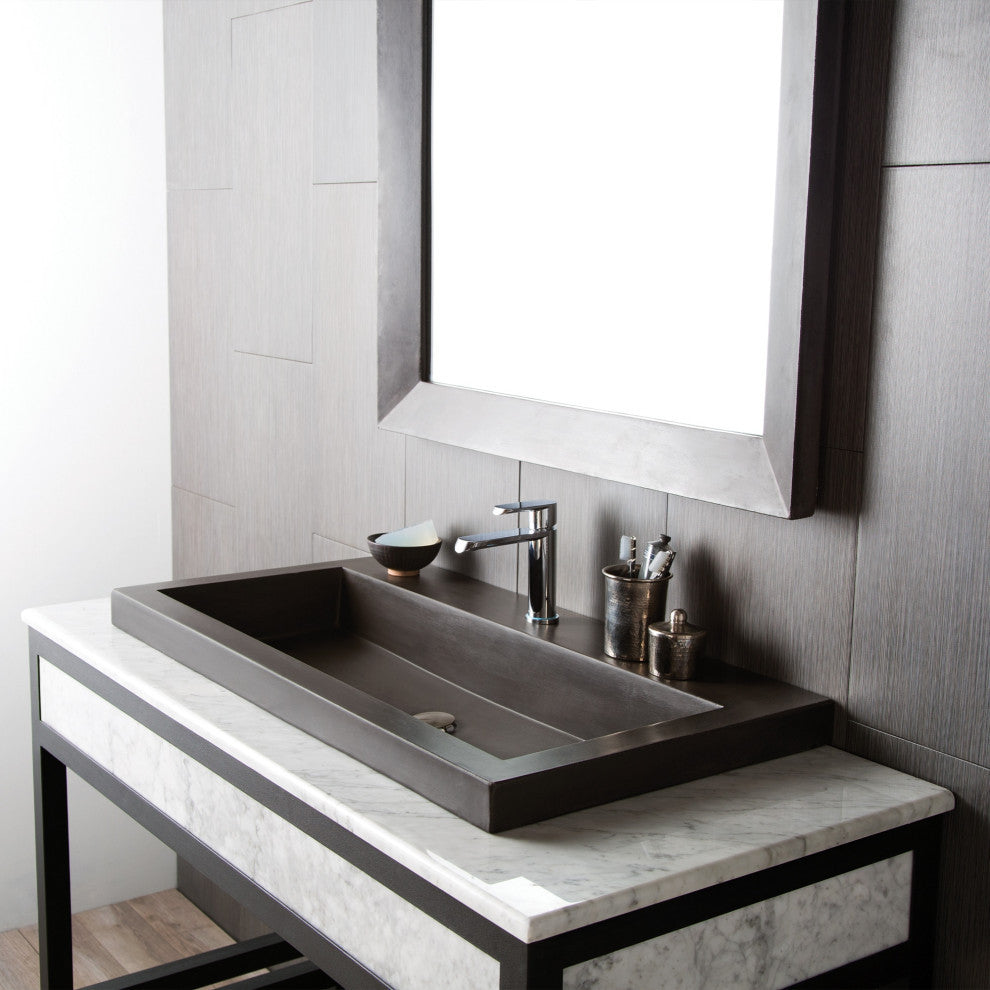 48" Carrara Vanity Top - Trough with Single or No Faucet Hole