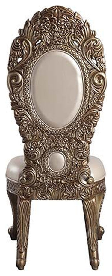 Benzara BM262221 S/2 Side Chair With Intricate Carvings & Queen Anne Legs, Brown