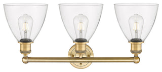 Bristol Glass 3-Light 26" Bath Vanity Light, Brushed Brass Finish, Clear Shade