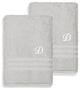 Denzi Bath Sheets With Monogrammed Letter, Set of 2, D