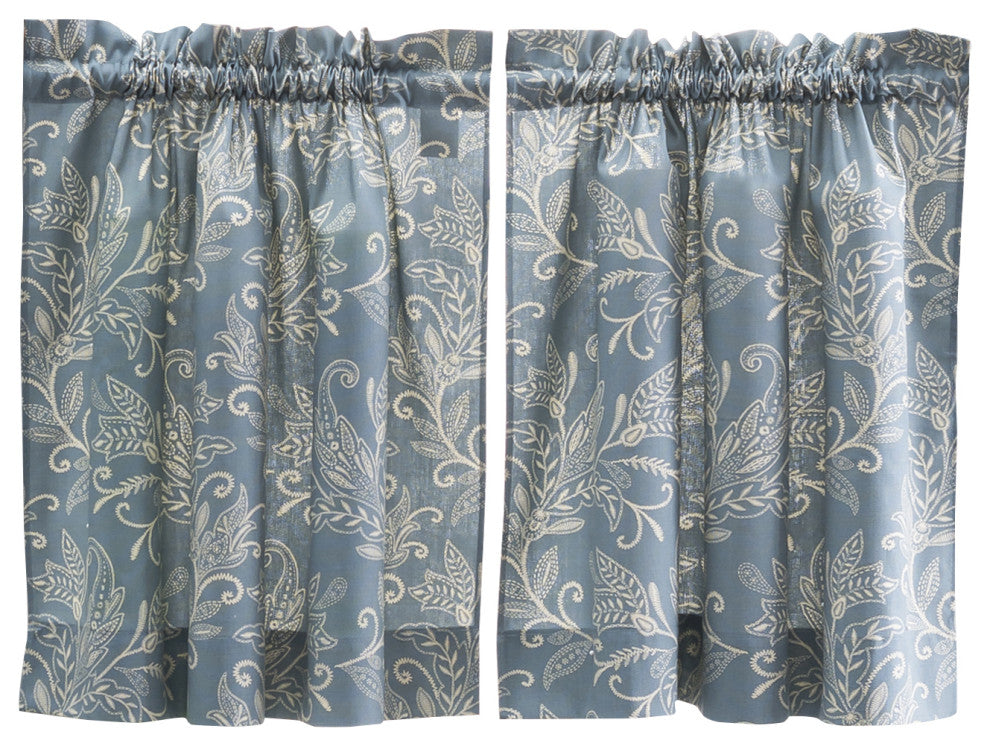 Lexington Leaf Tailored Tiers, Blue, "56 X 24"