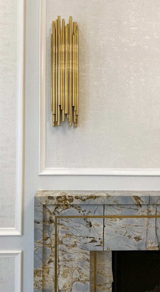 Gold Stainless Steel Rod Wall Sconce