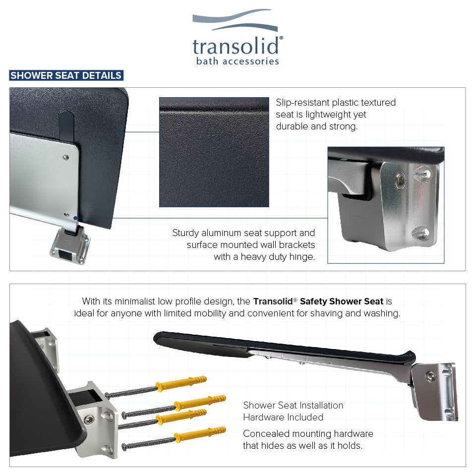 Transolid Maddox 3-Piece Bathroom Safety Accessory Kit, Black/Brushed Stainless