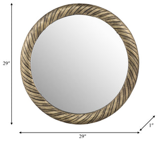 Metal, 29", Hurricane Pttrn Mirror, Bronze