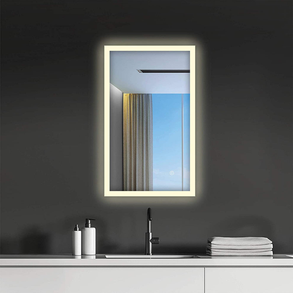 Aluminum Mirror, LED Anti-Fog, Warm/Cool Light Feature, 18x30, Rectangular