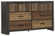 Benzara BM220028 Plank Style 6 Drawer Wooden Dresser, Metal Bar Handles, Brown