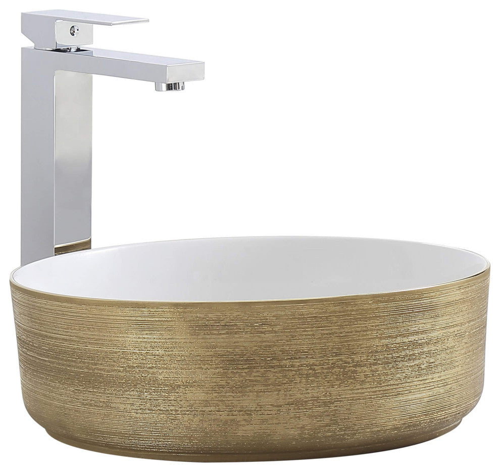 Fine Fixtures Luxury Vessel, Round 15", Brushed Gold