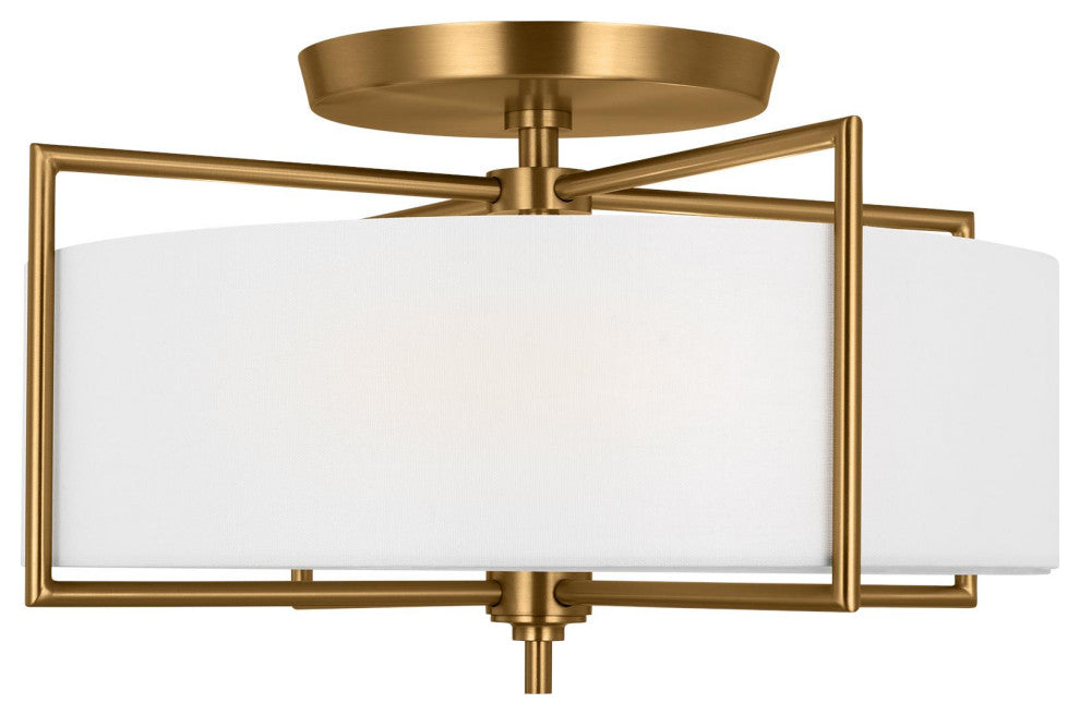 Perno Large Semi-Flush Mount, Burnished Brass