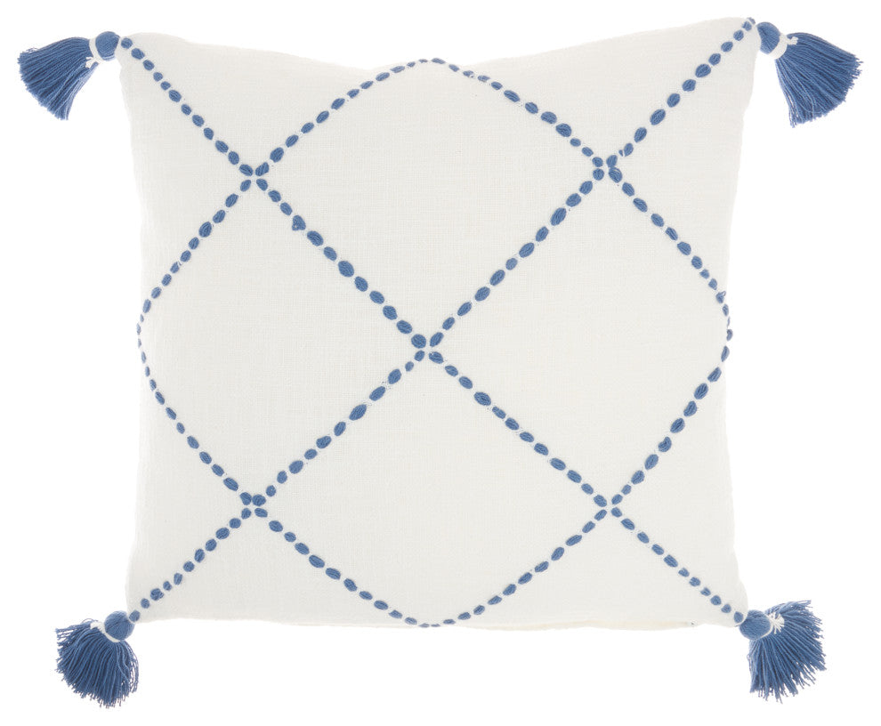 Mina Victory SH038 Throw Pillow, Blue, 20"X20"