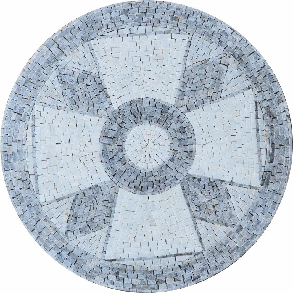 Mosaic Medallion, Christian Cross, 18"x18"