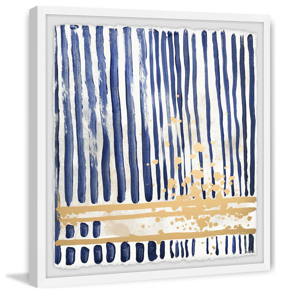 "Blue Verticals" Framed Painting Print, 24"x24"