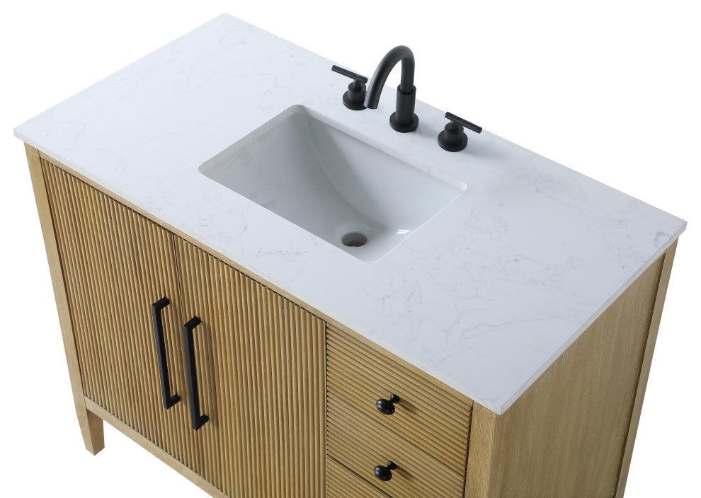 Home Living 42" Single Bathroom Vanity, Linen Oak