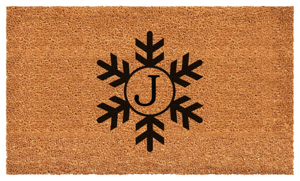 Calloway Mills Snowflake Monogram Doormat, 36"x72", Letter J