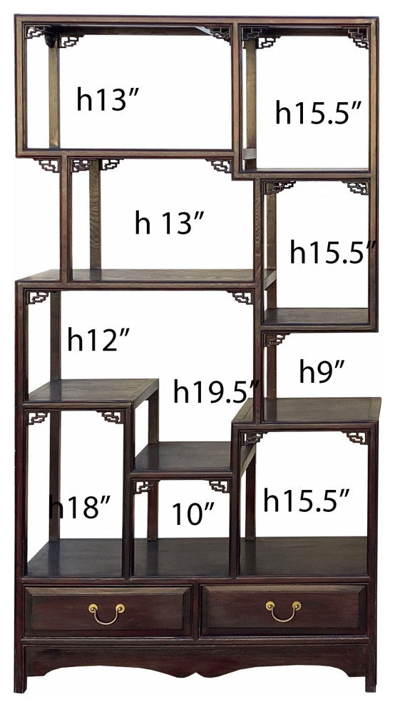 Chinese Brown Stain Treasure Display Curio Cabinet Room Divider Hcs7161