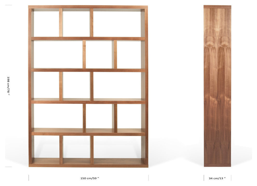 Berlin 5 Levels Bookcase, 150 cm., Walnut