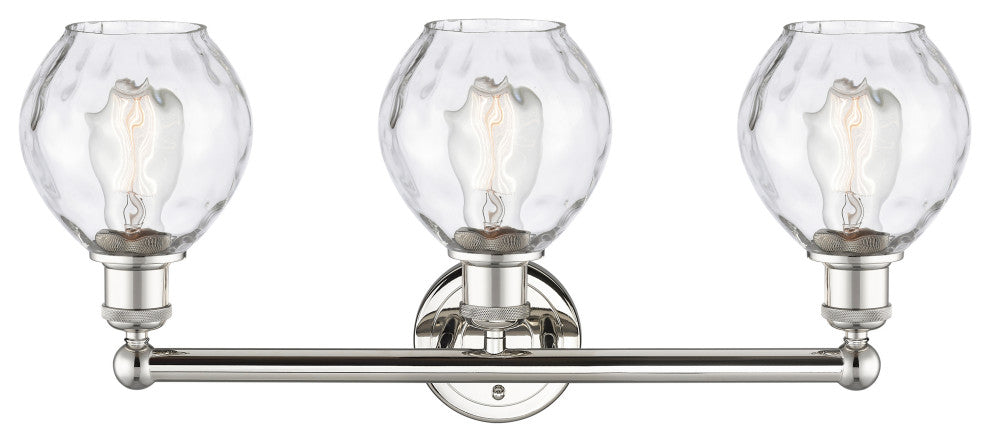 Waverly 3-Light 24" Bath Vanity Light, Polished Nickel Finish, Clear Shade
