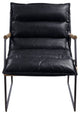 Benzara BM250695 Accent Chair With Leatherette Seat and Metal Frame, Black