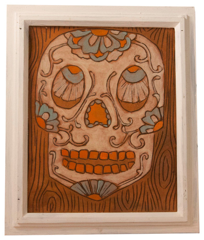 Wood Skull Wall Art, Framed