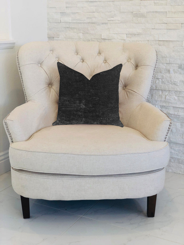 Onyx Caviar Velvet Throw Pillow in Black, 16"x16"
