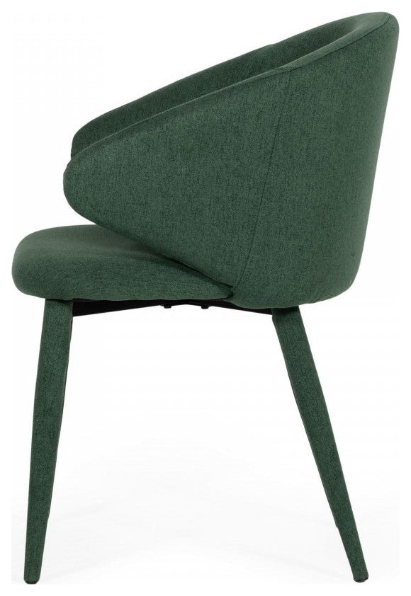 Set of Two Green Fabric Wrapped Dining Chairs