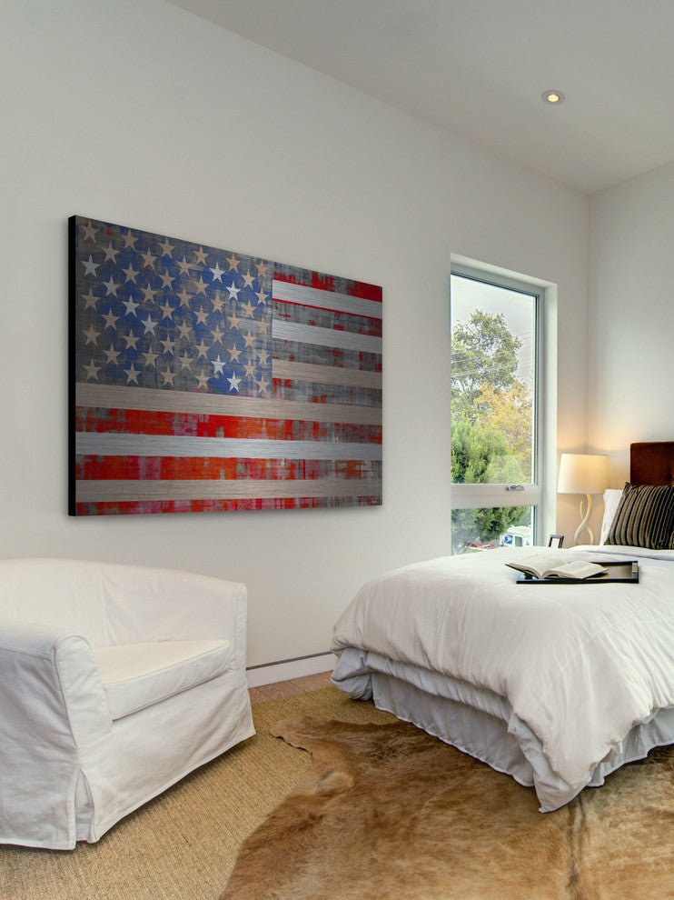 "American Dream" Wall Art, 45"x30", Brushed Aluminum