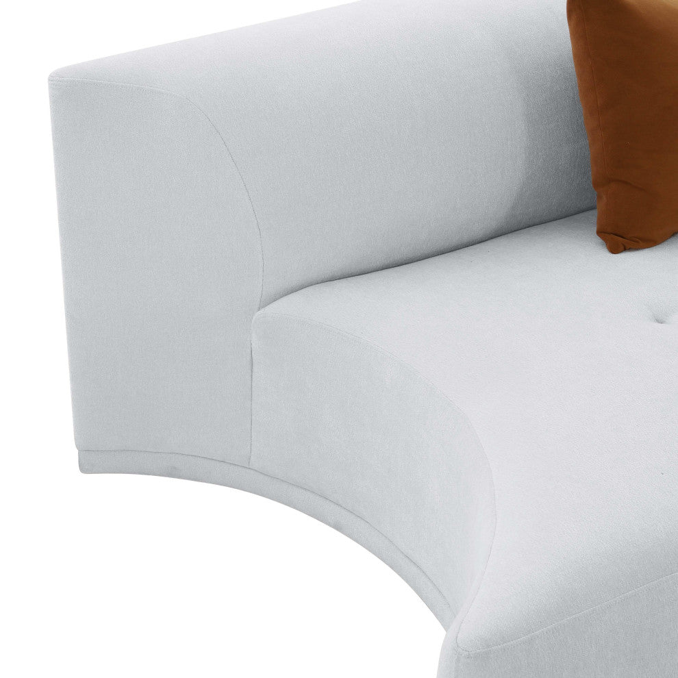 Fickle Grey Velvet Modular Armless Loveseat - Grey