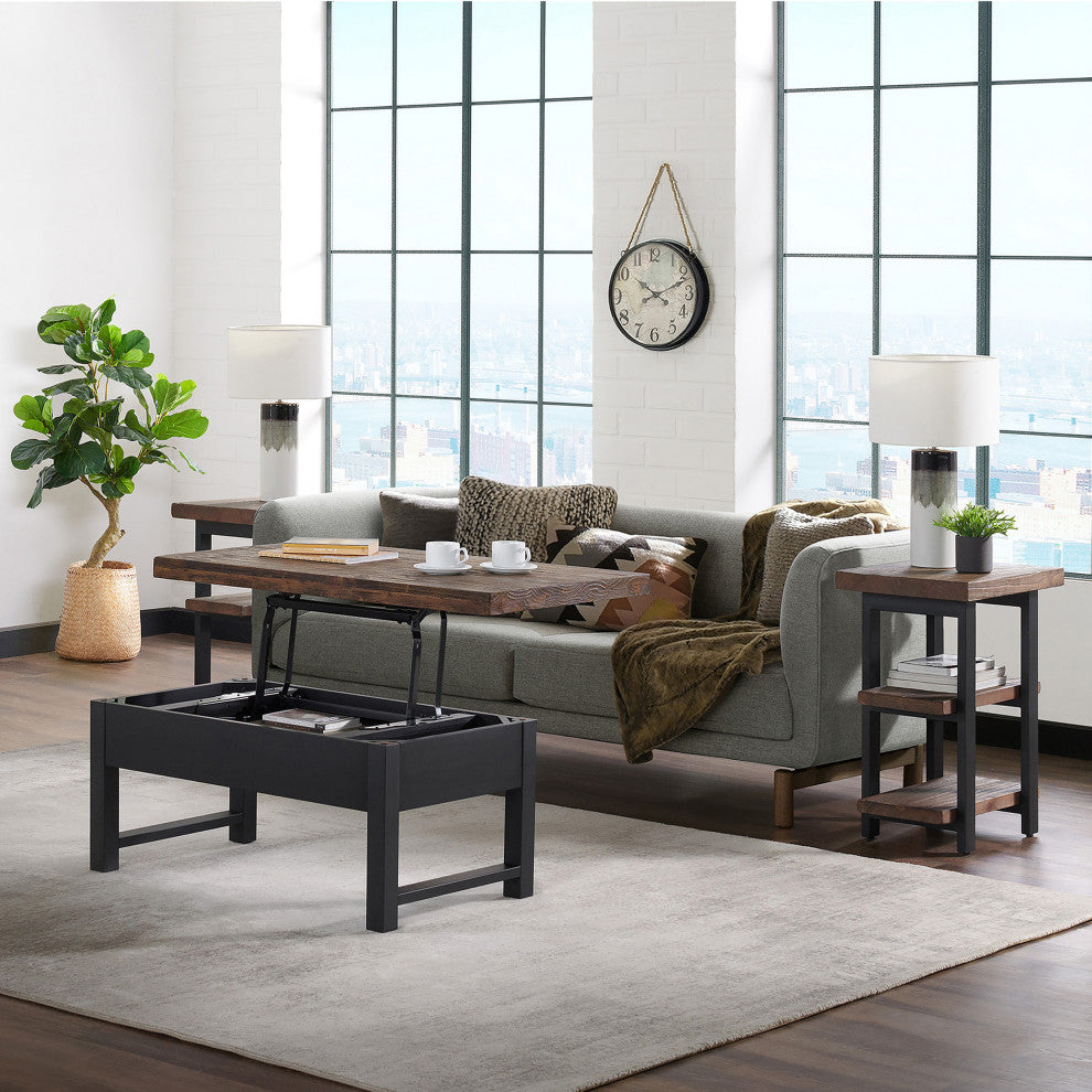 Pomona 3-Piece Living Room Set With 42"W Lift Top Coffee Table and 2 End Tables