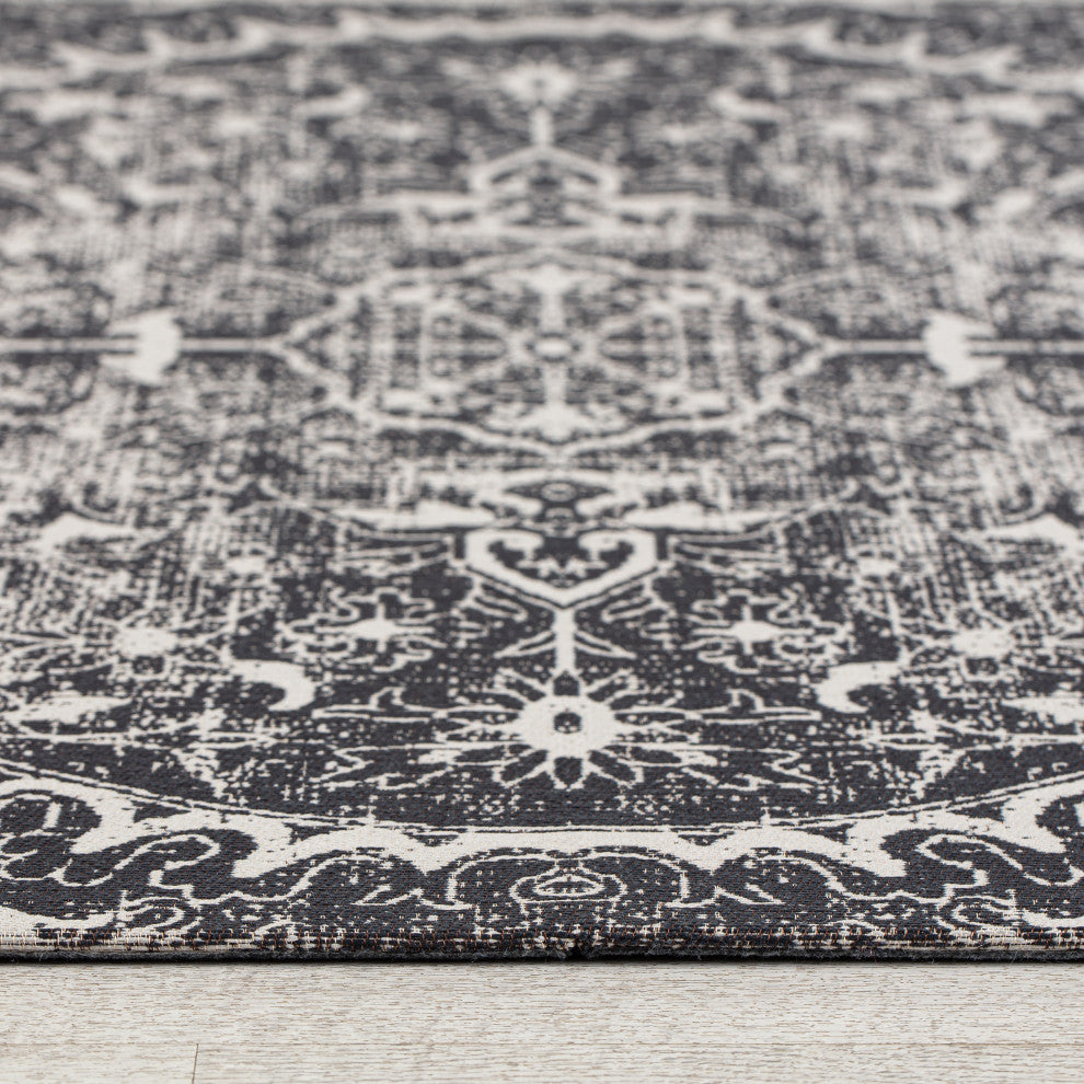 40" x 54" La Cienega Black and White 1/4" Rug'd Chair Mat
