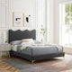 Platform Bed Frame, King Size, Charcoal Gray, Velvet, Modern, Guest Suite