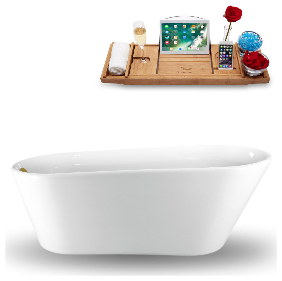 65" Streamline N1521BGL Freestanding Tub and Tray With Internal Drain