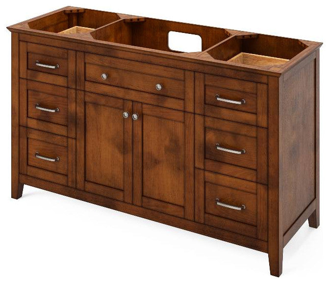 Chatham Traditional 60" Chocolate Single Sink Vanity, Boulder Cultured Marble Va